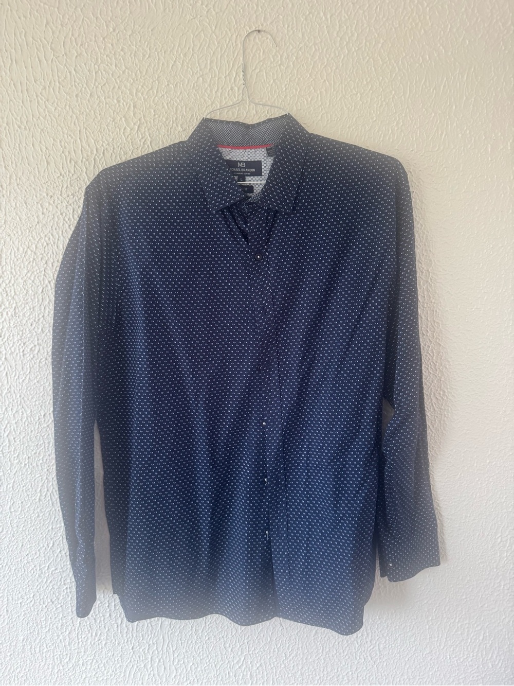 Michael Brandon Navy Microdot Long-Sleeve Button-Down Shirt